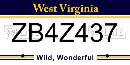 ZB4Z437 West Virginia License Plate