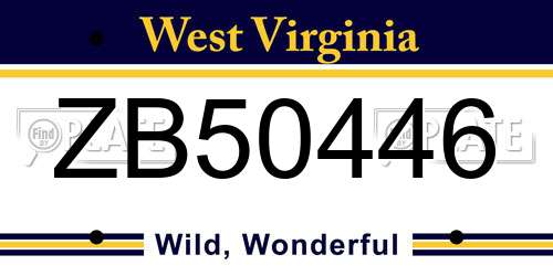 ZB50446 West Virginia License Plate