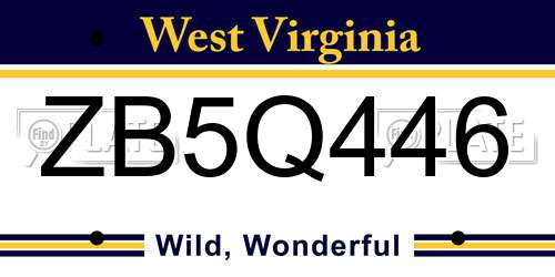 ZB5Q446 West Virginia License Plate