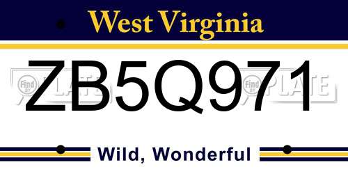 ZB5Q971 West Virginia License Plate