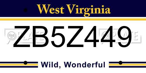 ZB5Z449 West Virginia License Plate