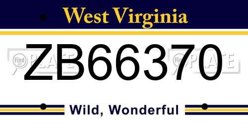 ZB66370 West Virginia License Plate