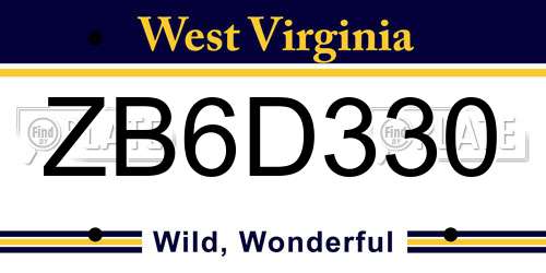 ZB6D330 West Virginia License Plate