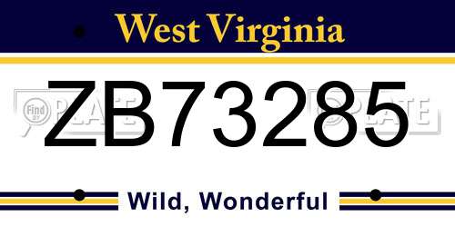ZB73285 West Virginia License Plate