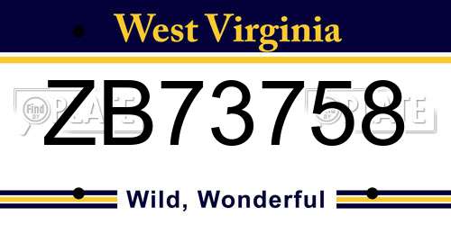 ZB73758 West Virginia License Plate