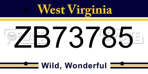 ZB73785 West Virginia License Plate