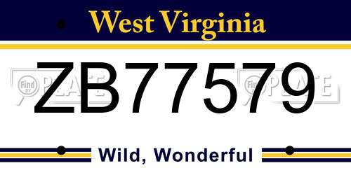 ZB77579 West Virginia License Plate