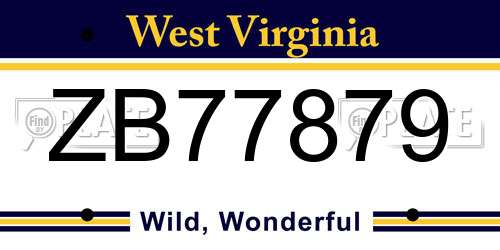 ZB77879 West Virginia License Plate