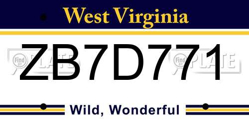 ZB7D771 West Virginia License Plate