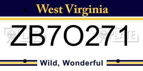 ZB7O271 West Virginia License Plate