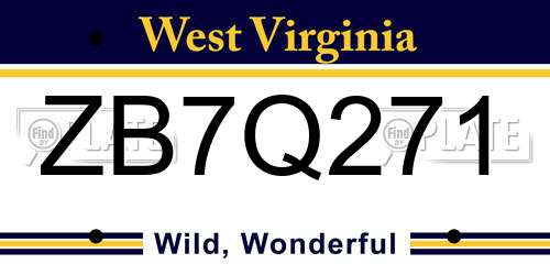 ZB7Q271 West Virginia License Plate