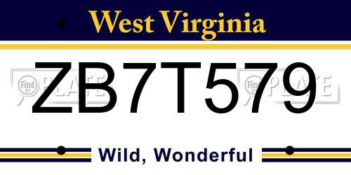 ZB7T579 West Virginia License Plate