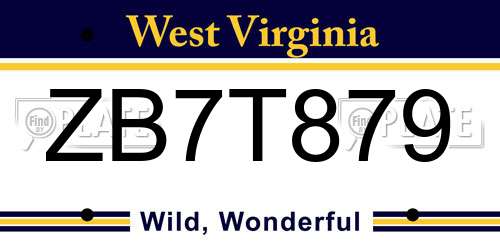 ZB7T879 West Virginia License Plate