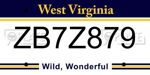 ZB7Z879 West Virginia License Plate