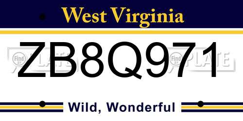 ZB8Q971 West Virginia License Plate