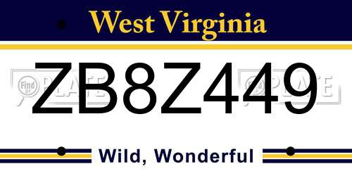 ZB8Z449 West Virginia License Plate