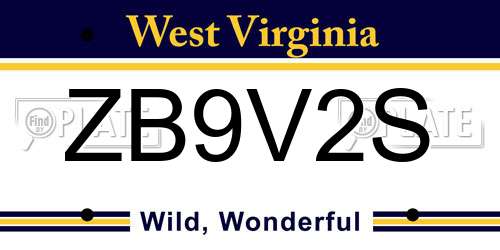 ZB9V2S West Virginia License Plate