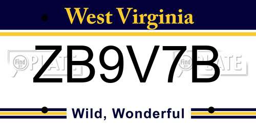 ZB9V7B West Virginia License Plate