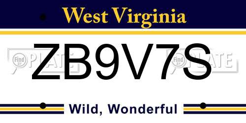 ZB9V7S West Virginia License Plate