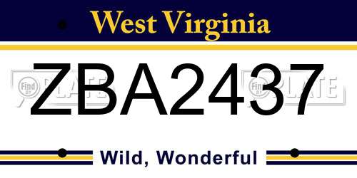 ZBA2437 West Virginia License Plate