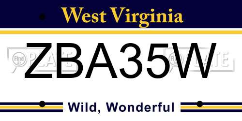 ZBA35W West Virginia License Plate