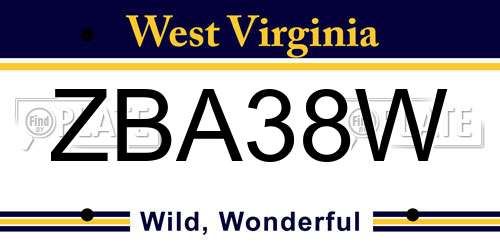 ZBA38W West Virginia License Plate