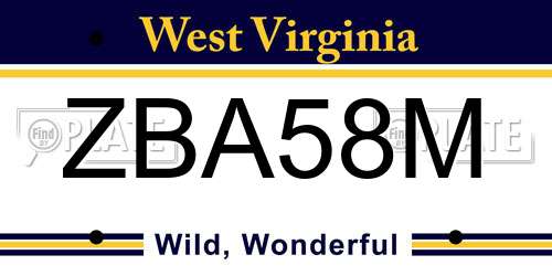ZBA58M West Virginia License Plate