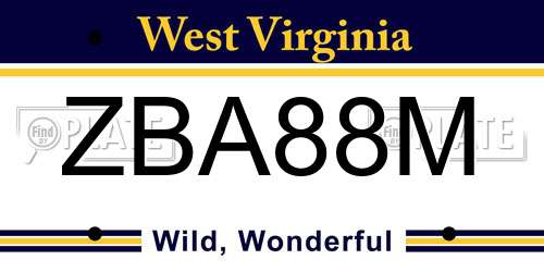ZBA88M West Virginia License Plate