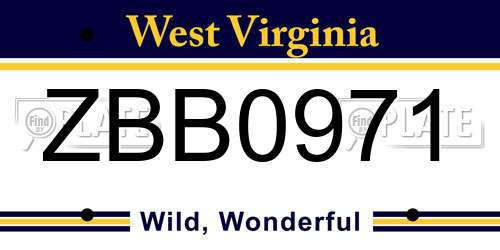 ZBB0971 West Virginia License Plate