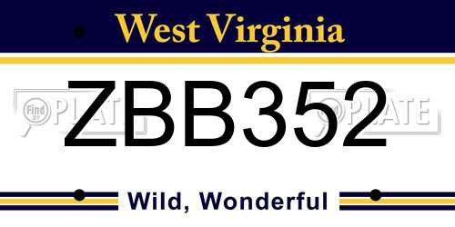 ZBB352 West Virginia License Plate