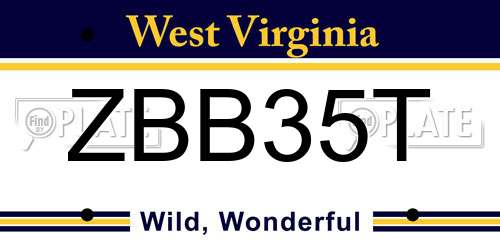 ZBB35T West Virginia License Plate