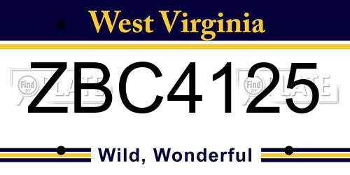 ZBC4125 West Virginia License Plate