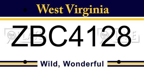 ZBC4128 West Virginia License Plate