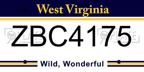 ZBC4175 West Virginia License Plate