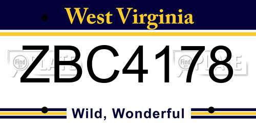 ZBC4178 West Virginia License Plate