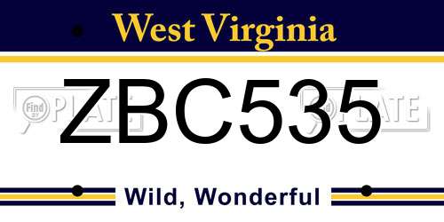 ZBC535 West Virginia License Plate