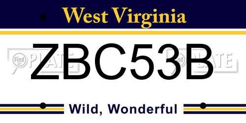 ZBC53B West Virginia License Plate