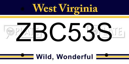 ZBC53S West Virginia License Plate