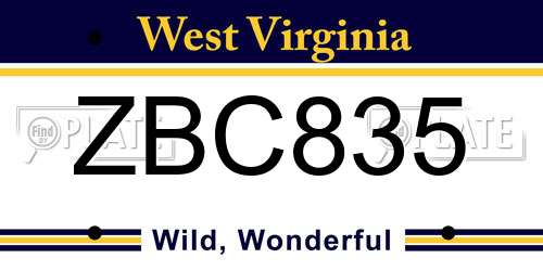ZBC835 West Virginia License Plate
