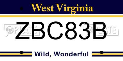 ZBC83B West Virginia License Plate