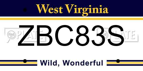 ZBC83S West Virginia License Plate