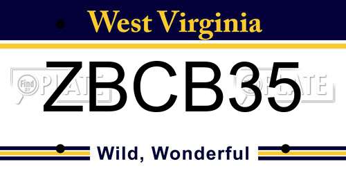 ZBCB35 West Virginia License Plate