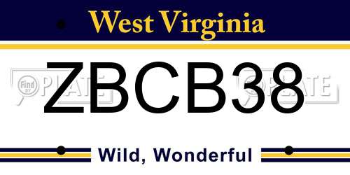 ZBCB38 West Virginia License Plate