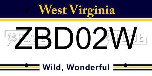 ZBD02W West Virginia License Plate