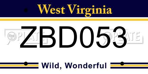ZBD053 West Virginia License Plate