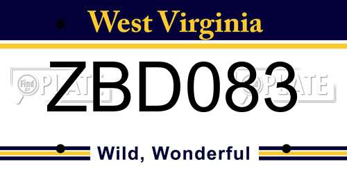 ZBD083 West Virginia License Plate