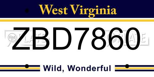 ZBD7860 West Virginia License Plate