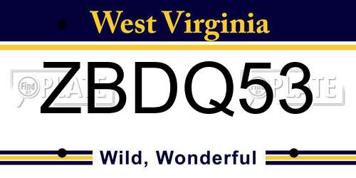 ZBDQ53 West Virginia License Plate