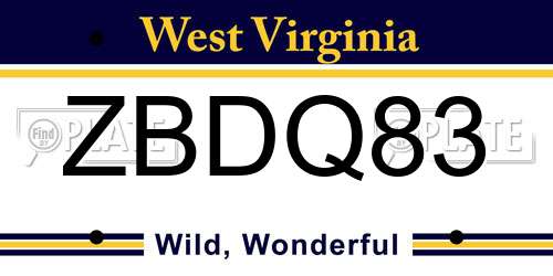 ZBDQ83 West Virginia License Plate