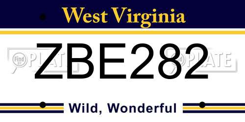 ZBE282 West Virginia License Plate